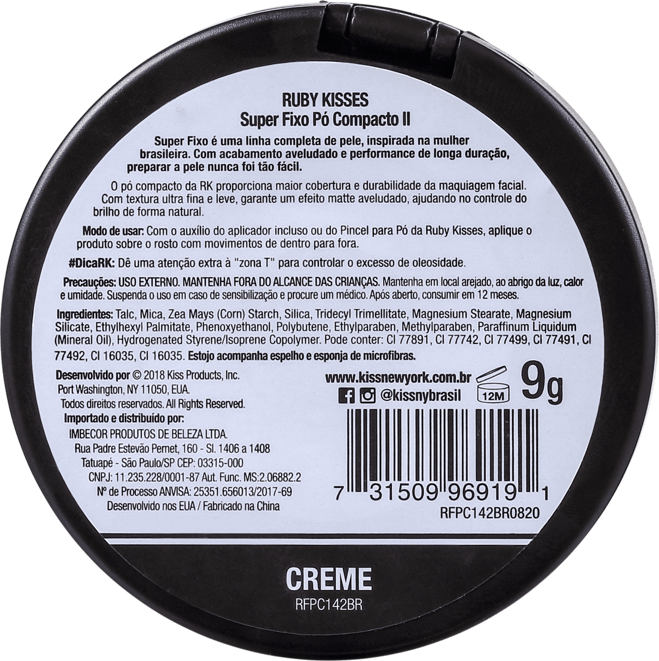 Kiss New York Ruby Kisses Super Fixo Creme - Pó Compacto 9g