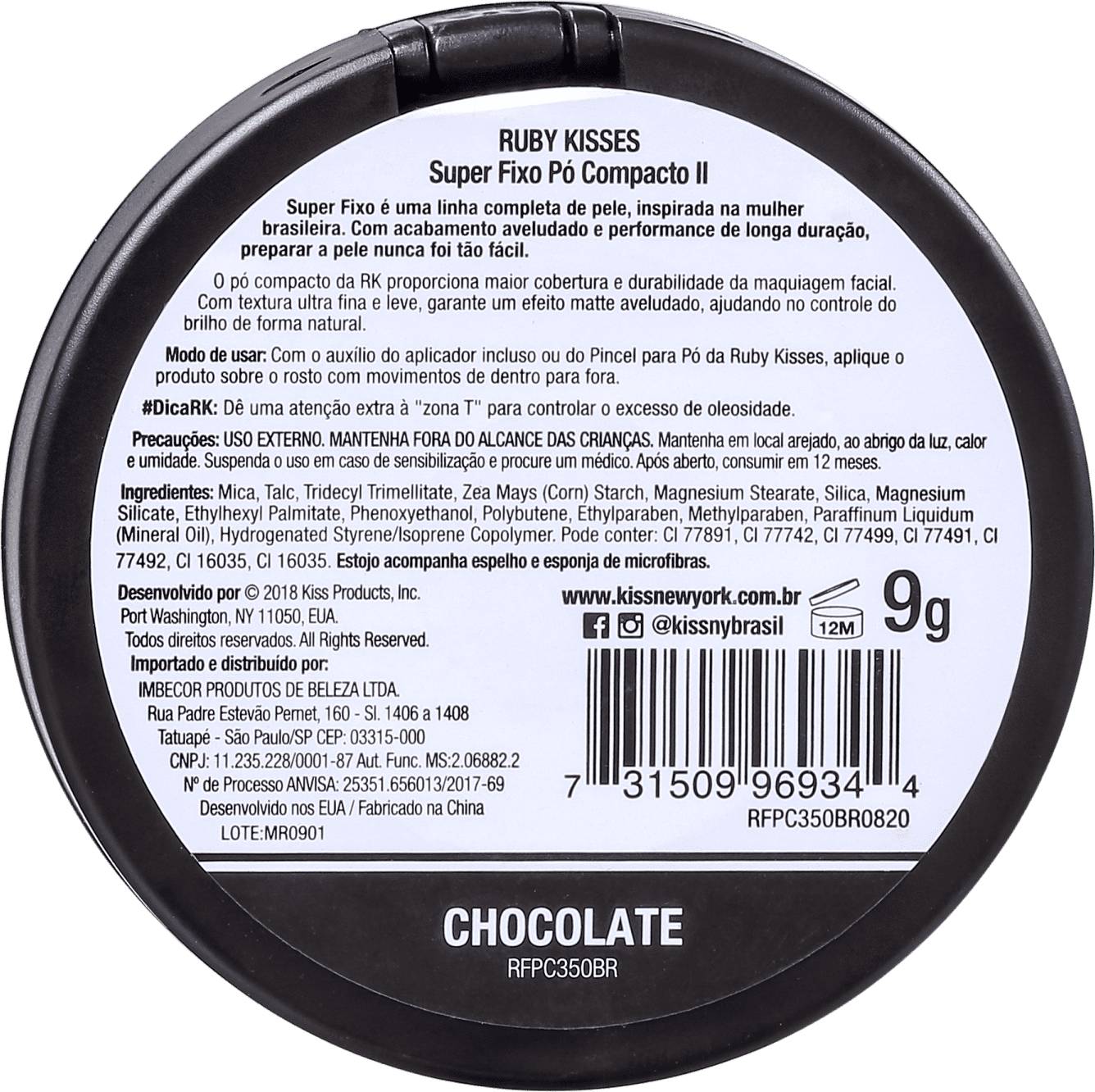 Kiss New York Ruby Kisses Super Fixo Chocolate - Pó Compacto 9g