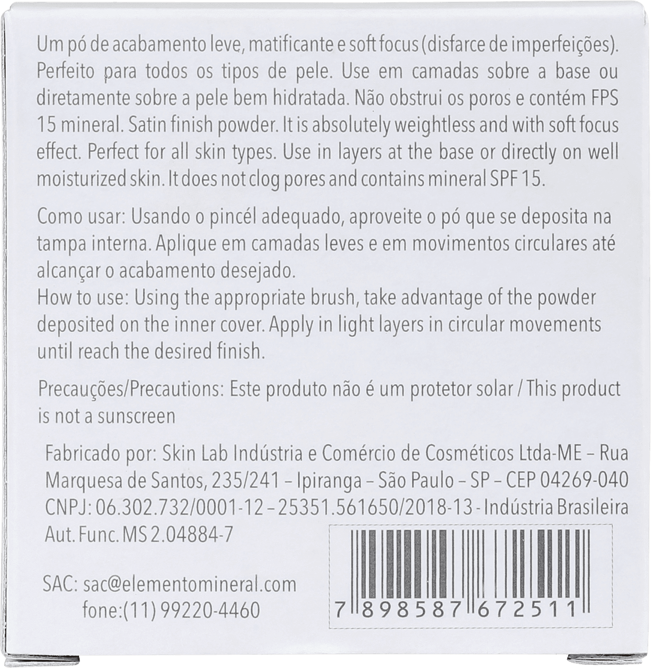 Elemento Mineral BB Powder Mineral FPS15 Warm - Pó Solto Matte 8g