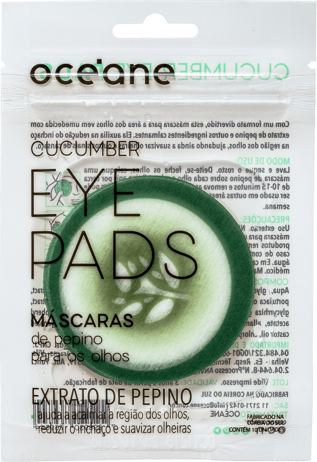 Océane Cucumber Eye Pads - Máscara para Área dos Olhos (10 Unidades)