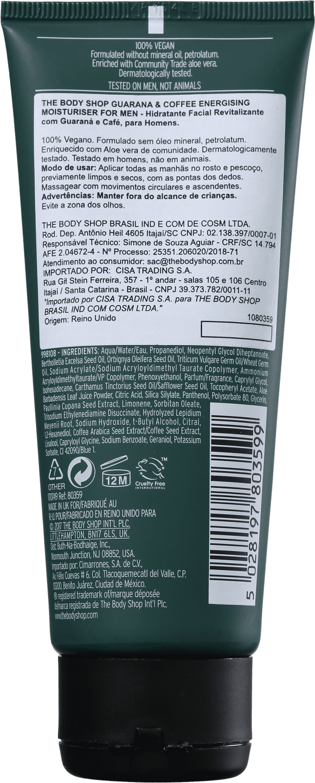 The Body Shop Guarana & Coffee Energising - Hidratante Facial 100ml