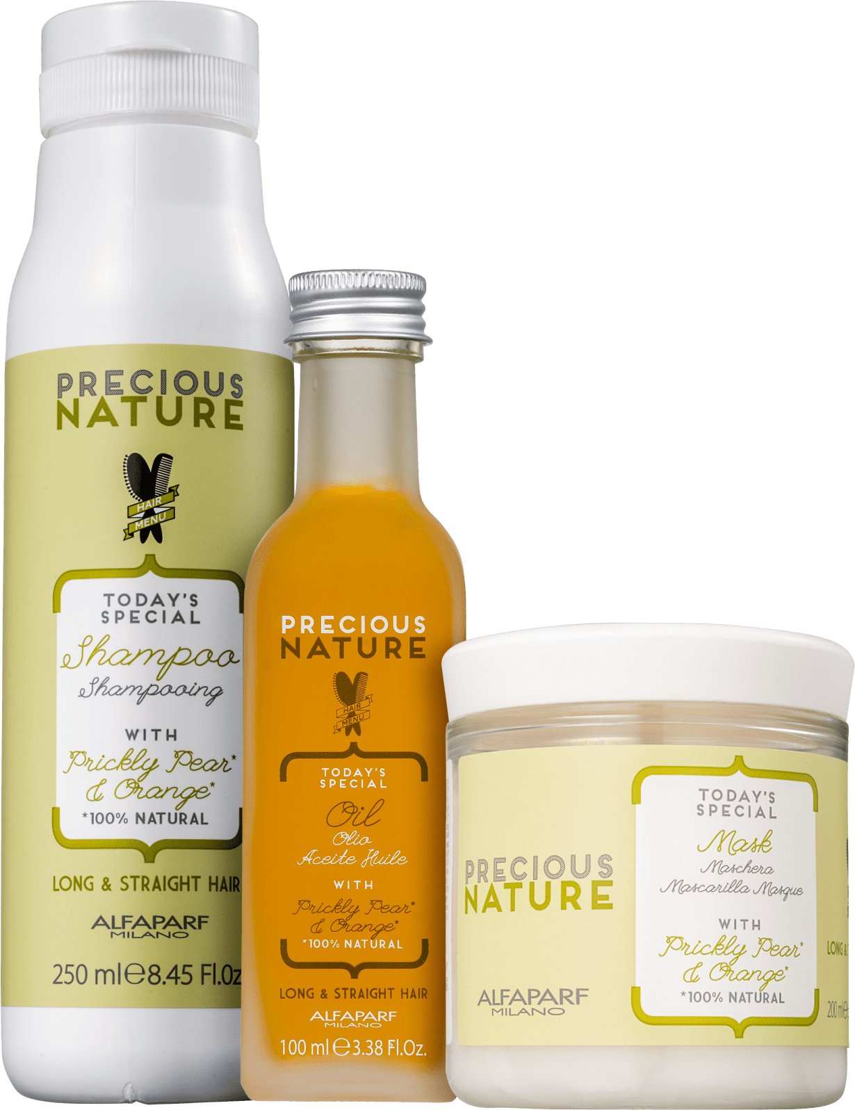 Kit Alfaparf Precious Nature Long & Straight Hair Trio (3 Produtos)