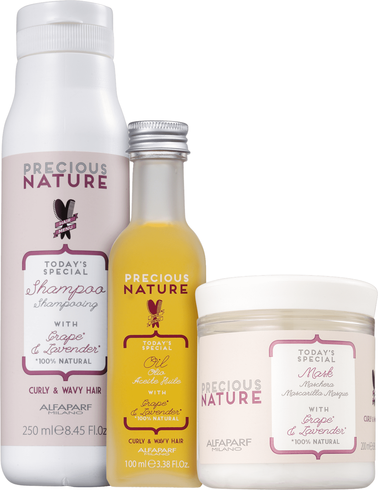 Kit Alfaparf Precious Nature Curly & Wavy Hair Trio (3 Produtos)