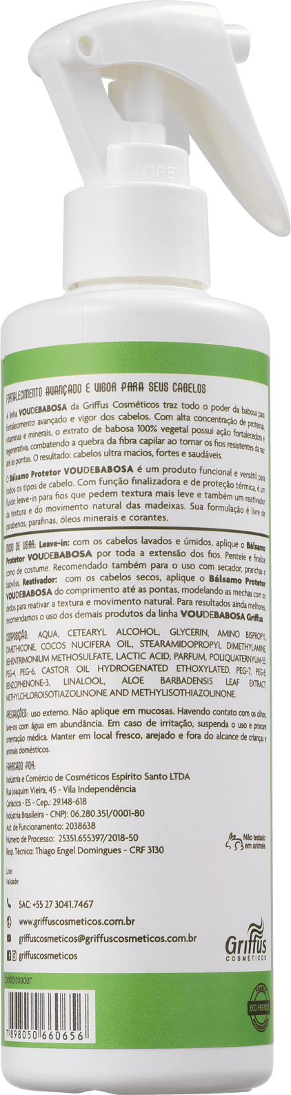 Griffus Vou de Babosa Bálsamo Protetor - Spray Leave-in 240ml
