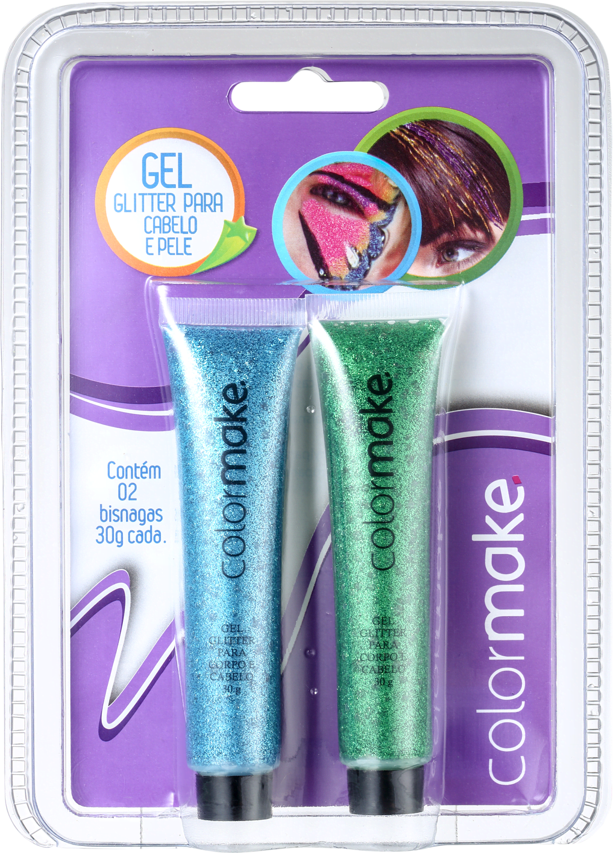 Kit Colormake Gel Glitter Azul e Verde (2 Produtos)