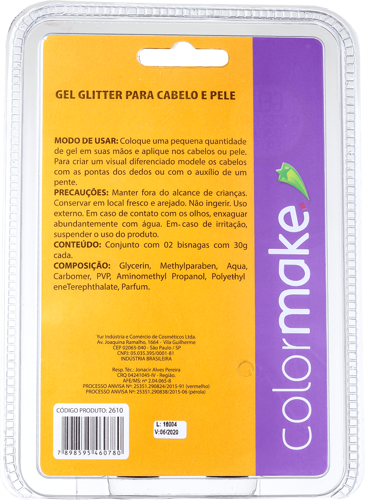 Kit Colormake Gel Glitter Pérola e Vermelho (2 Produtos)