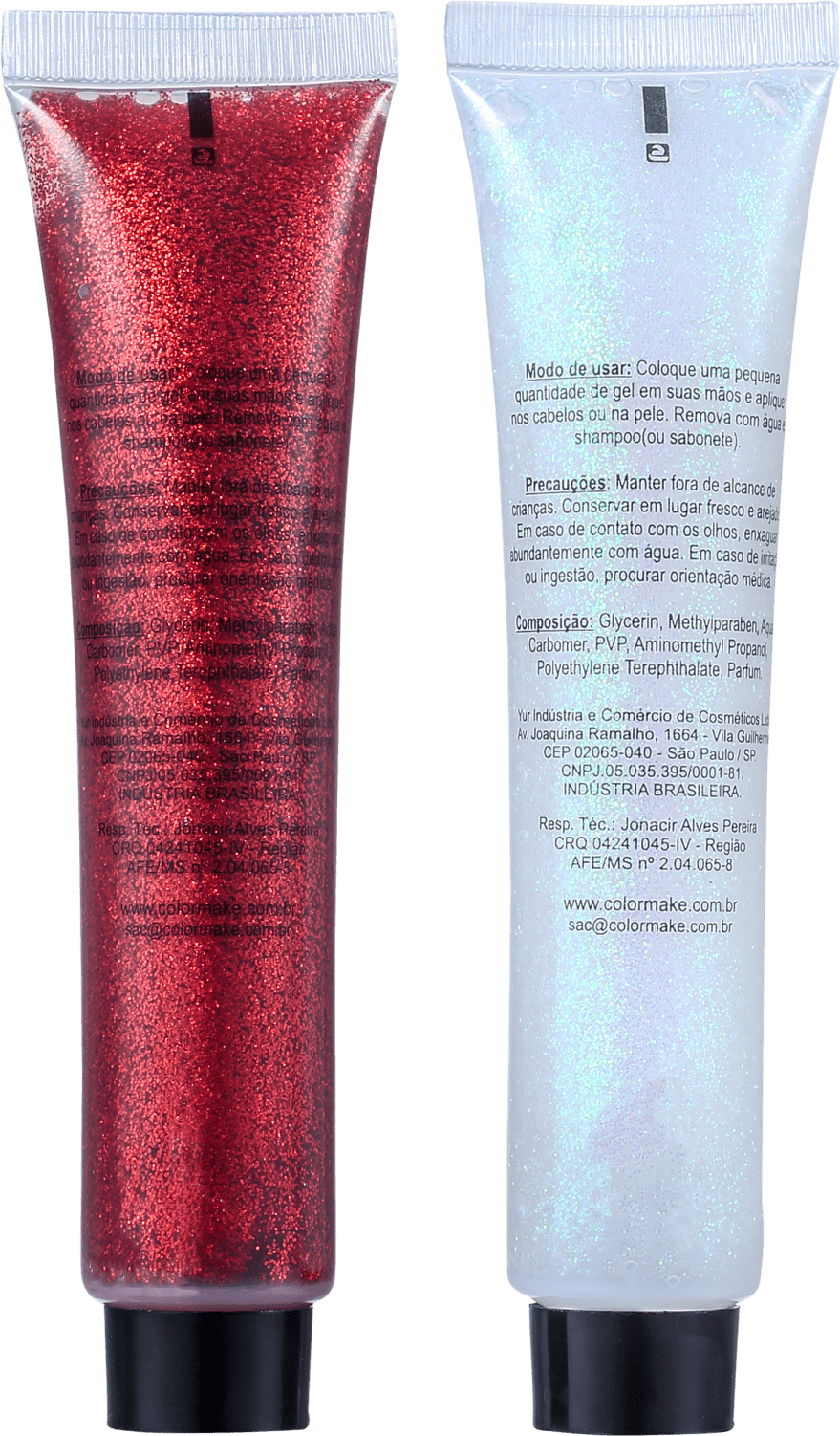 Kit Colormake Gel Glitter Pérola e Vermelho (2 Produtos)