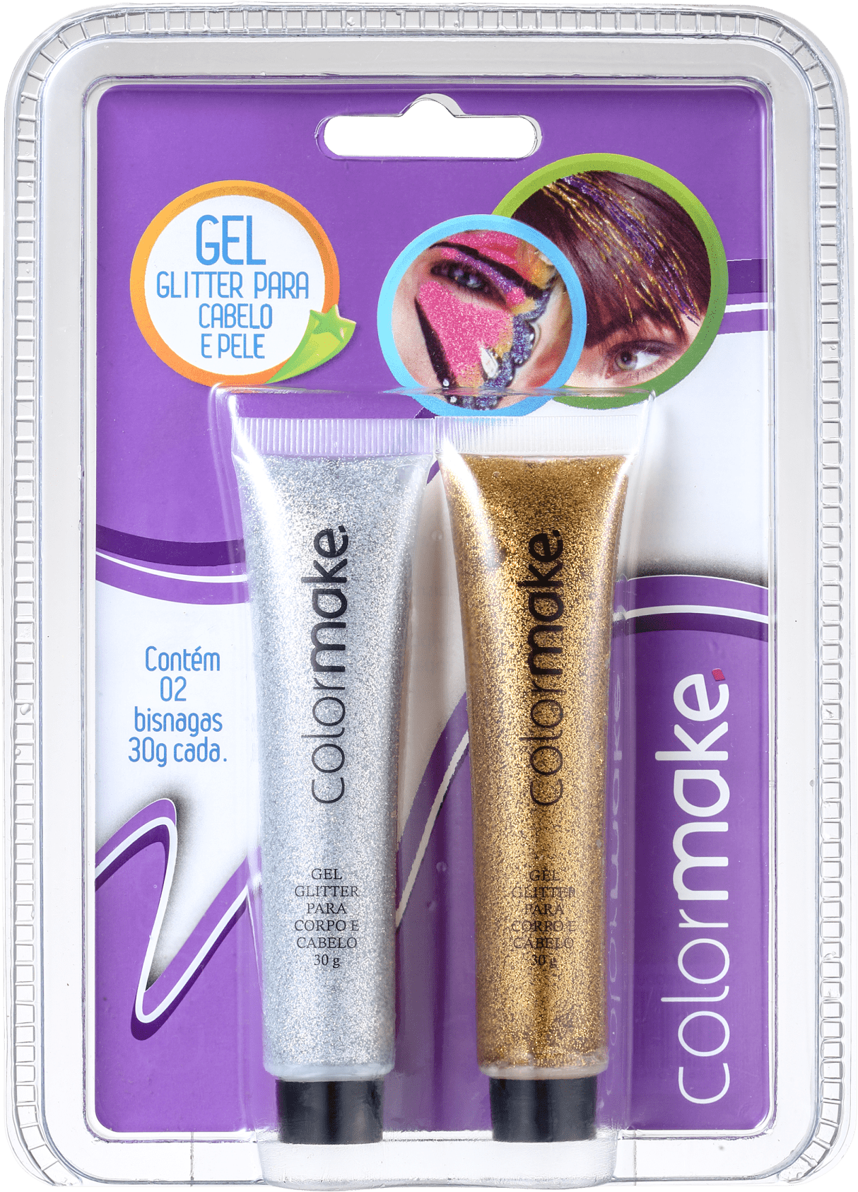 Kit Colormake Gel Glitter Prata e Dourado (2 Produtos)