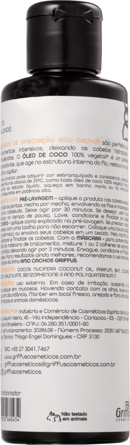 Griffus Amo Cachos Coco Umectação - Óleo de Tratamento Capilar 100ml