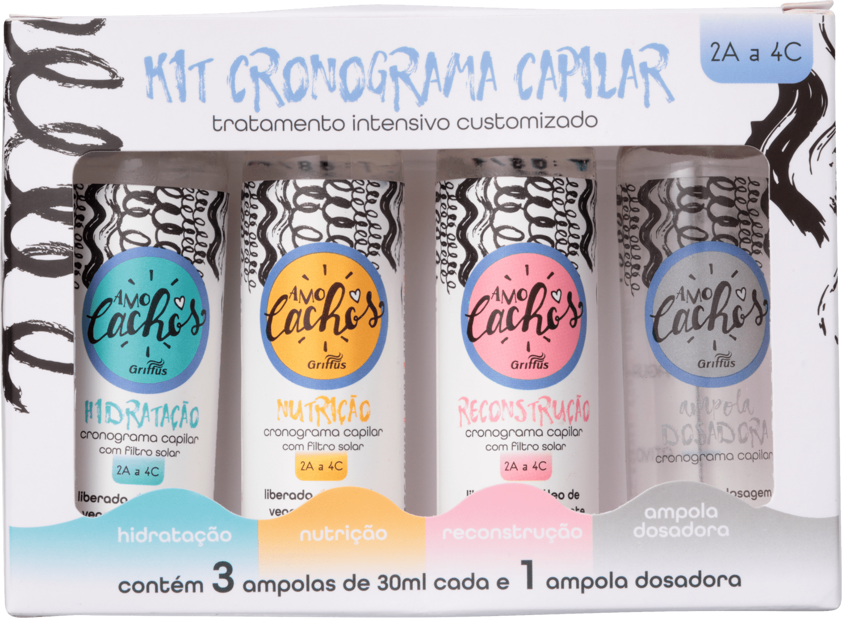 Kit Griffus Amo Cachos Cronograma Capilar (3 Produtos)