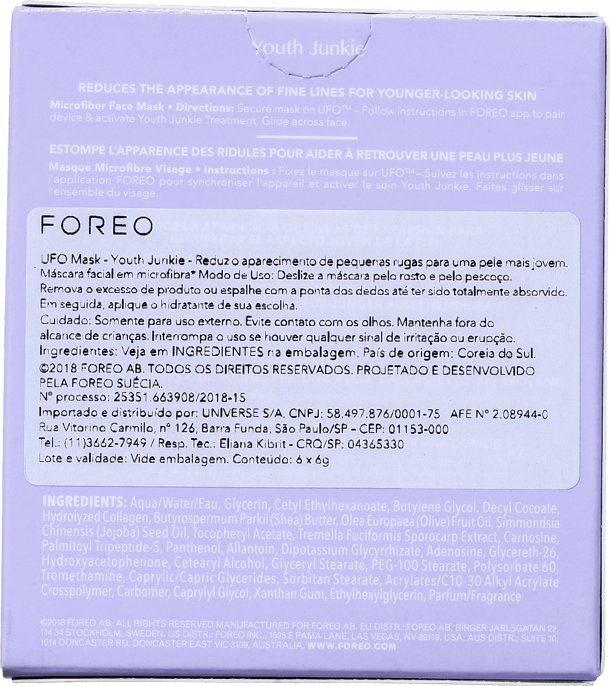 FOREO UFO Youth Junkie - Máscaras Faciais 6x4g