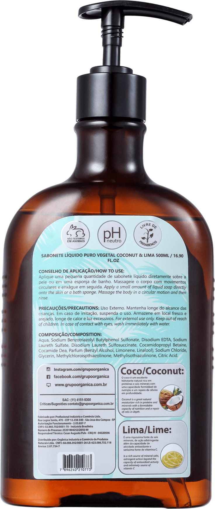 Orgânica Coconut & Lima - Sabonete Líquido Corporal 500ml