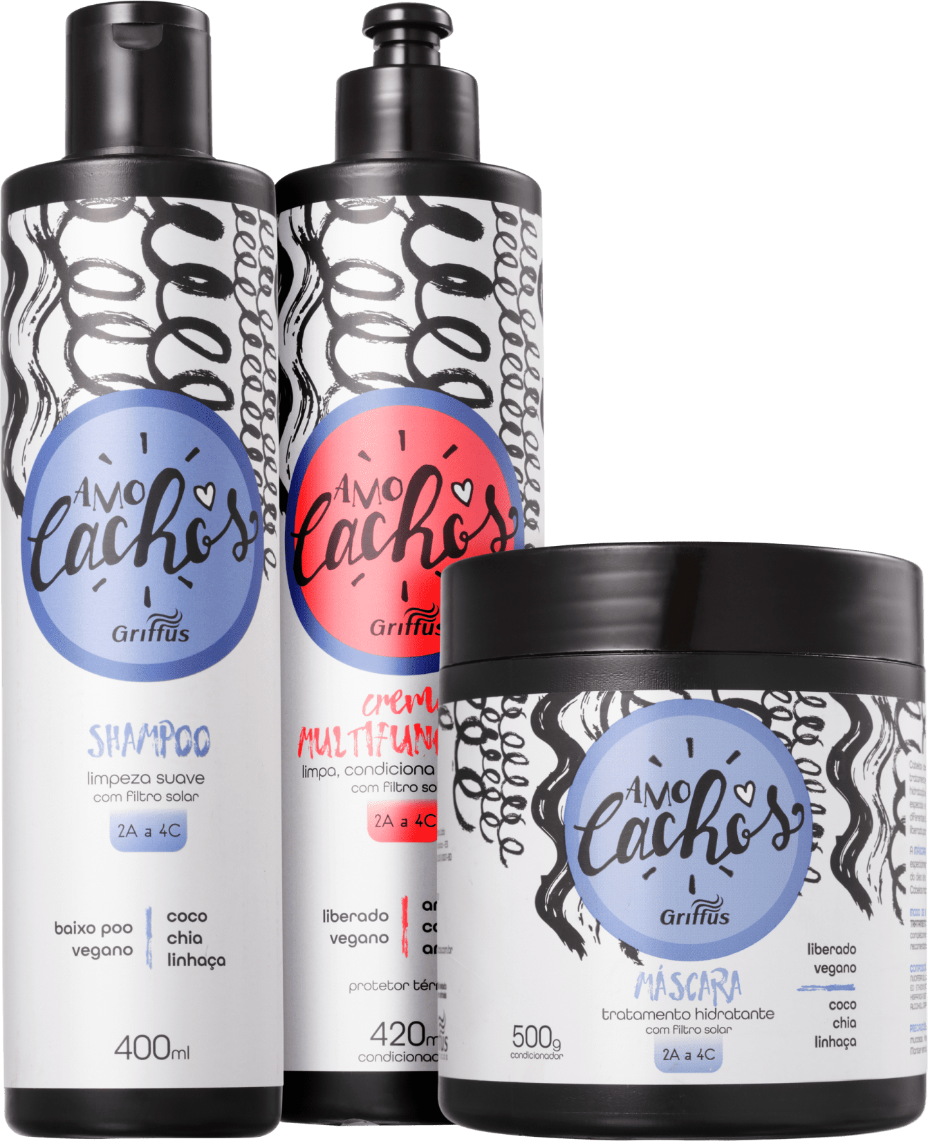 Kit Griffus Amo Cachos Multifuncional Trio (3 Produtos)