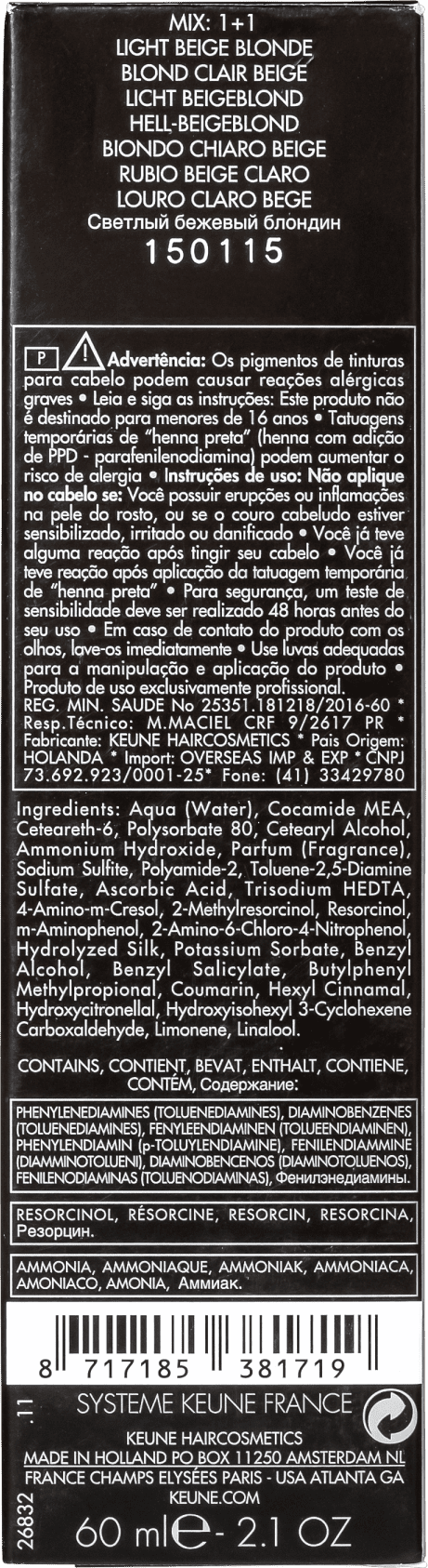 Keune Tinta Color 8.32 Louro Claro Bege - Coloração 60ml