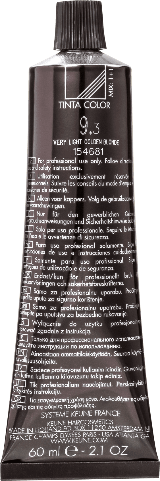 Keune Tinta Color 9.3 Louro Muito Claro Dourado - Coloração 60ml