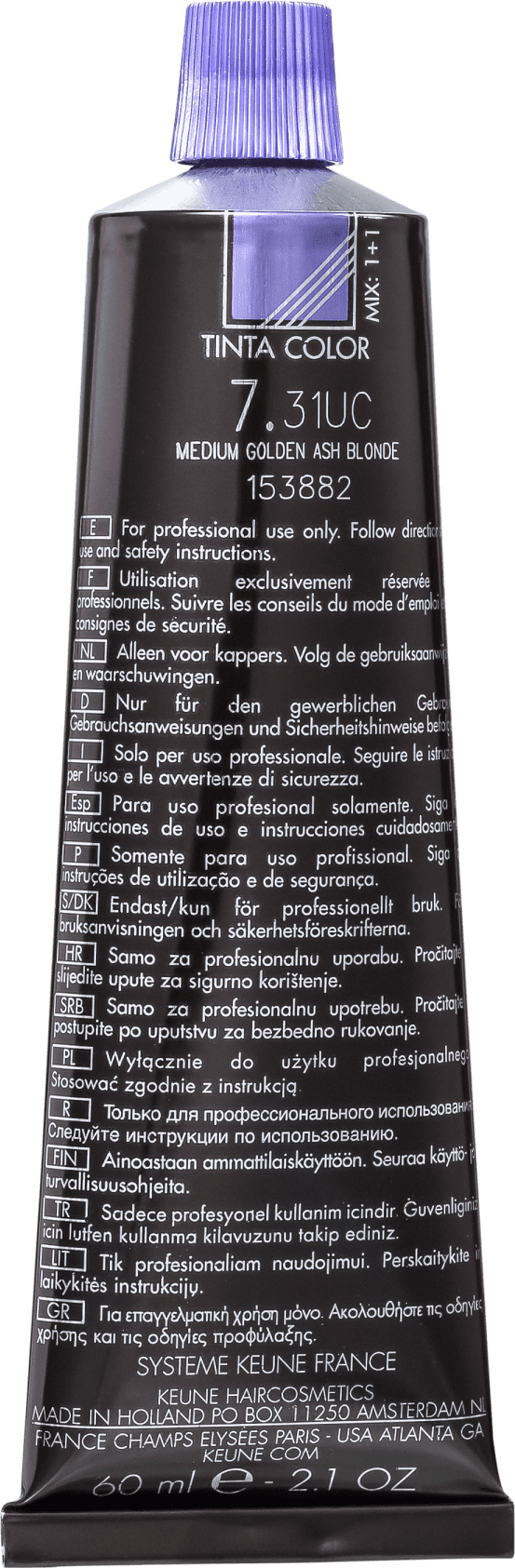 Keune Tinta Color Ultimate Cover 7.31 Louro Médio Dourado Cinza - Coloração 60ml