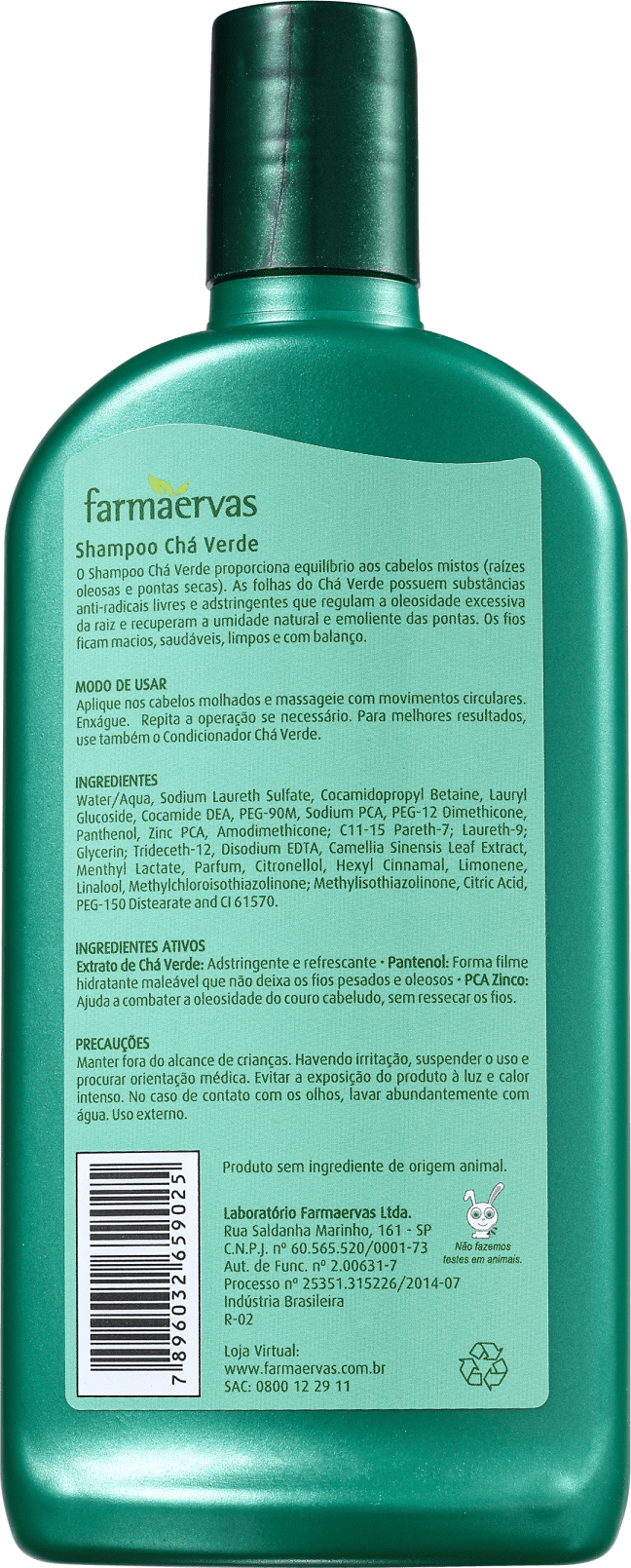 Farmaervas Chá Verde - Shampoo 320ml