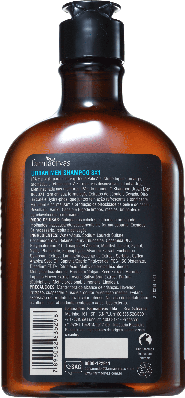 Farmaervas Urban Men 3x1 - Shampoo Multifuncional 240ml