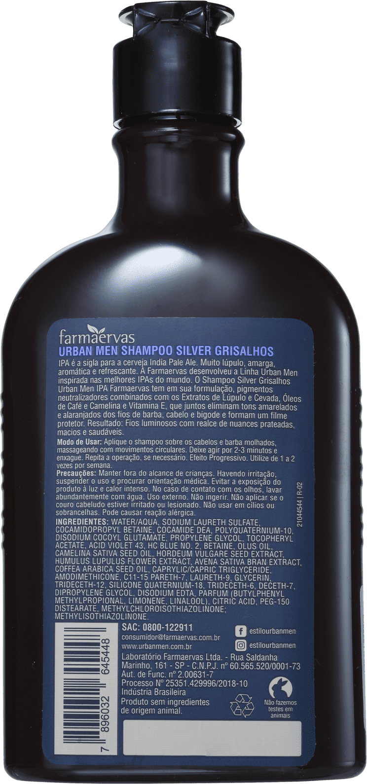 Farmaervas Urban Men Silver Grisalhos - Shampoo Desamarelador 240ml