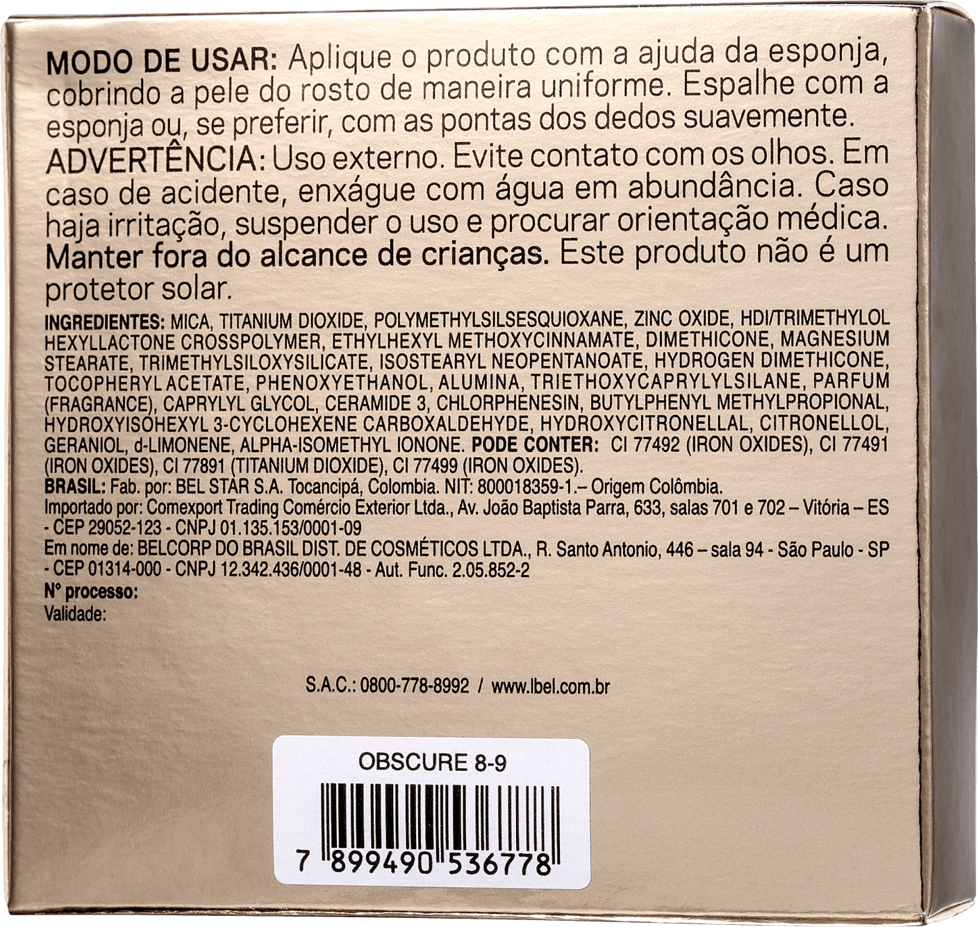 L'Bel Divine Sophistiqué FPS 15 Obscure 8-9 - Pó Compacto Matte 10g