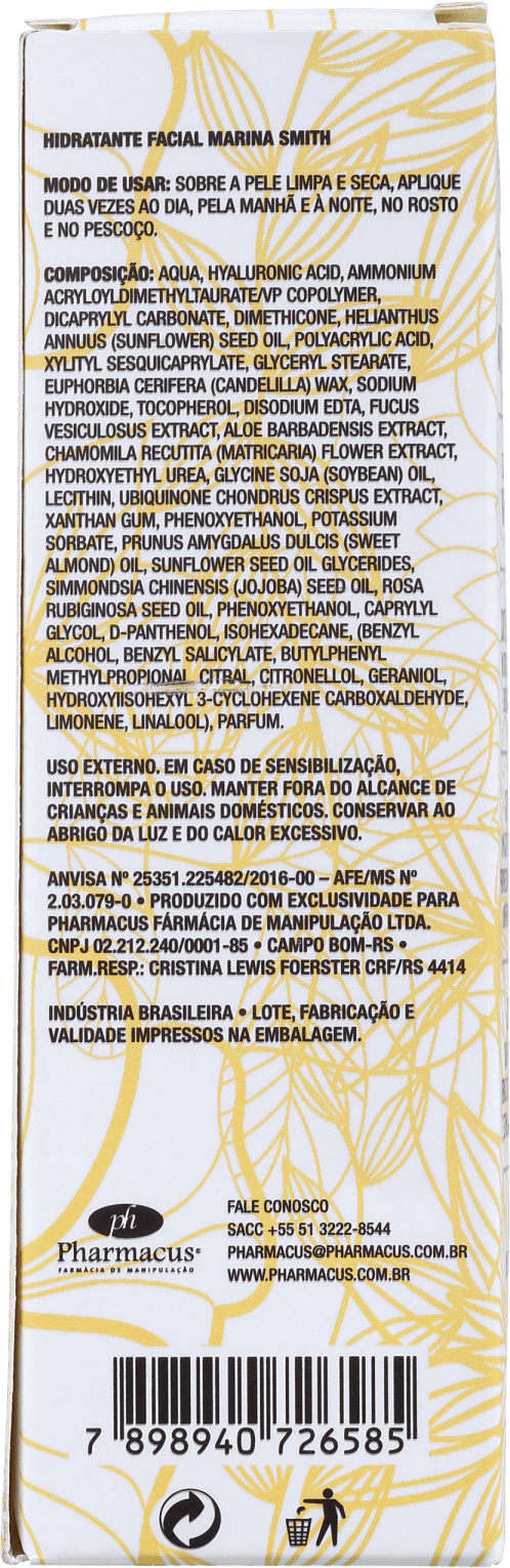 Marina Smith Gel Protetor e Antioxidante - Hidratante Facial 50ml