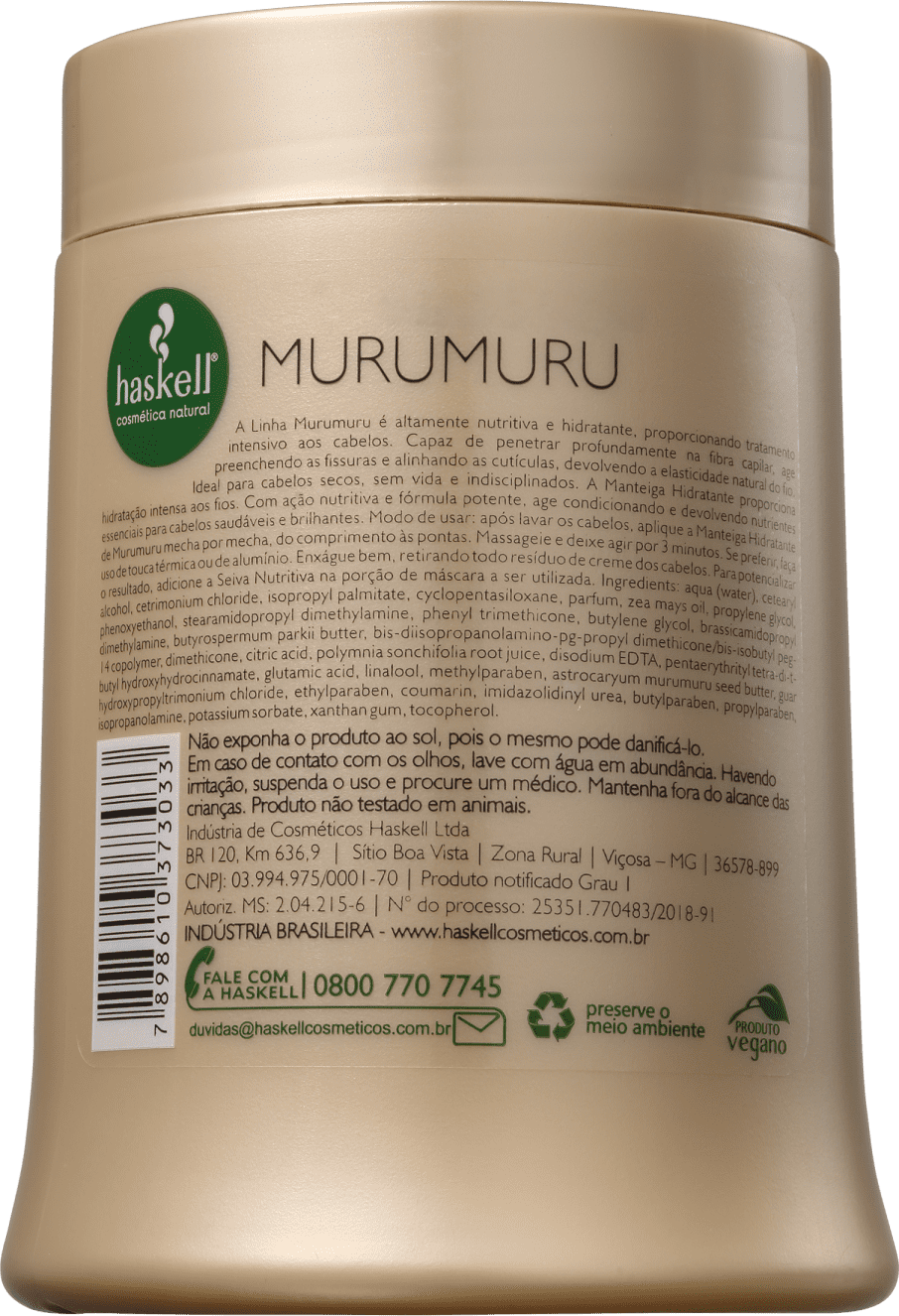 Haskell Murumuru Manteiga Hidratante - Máscara Capilar 500g