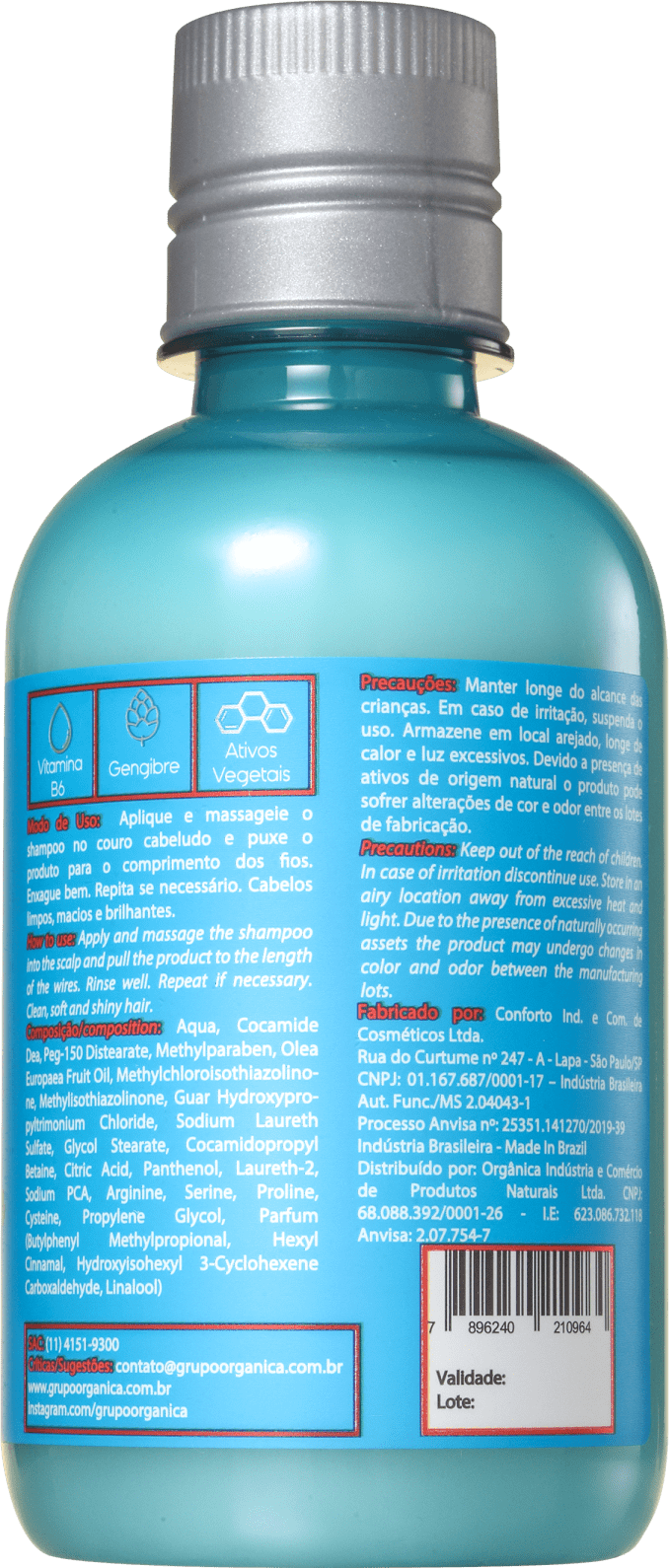 Orgânica Chá Branco & Gengibre Vegetal - Shampoo 250ml