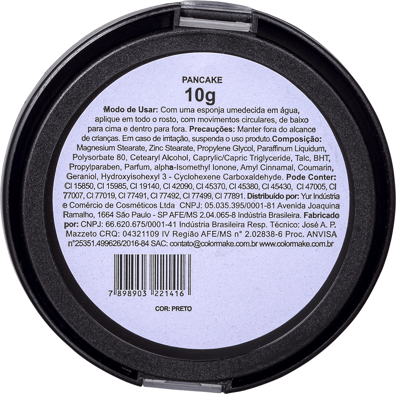Colormake Pancake Preto - Base Compacta 10g