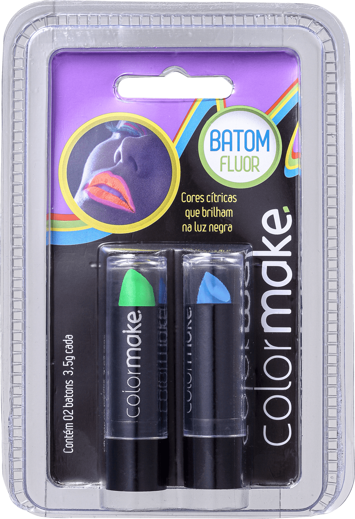 Kit Colormake Batom Fluorescente Azul Verde (2 Unidades)