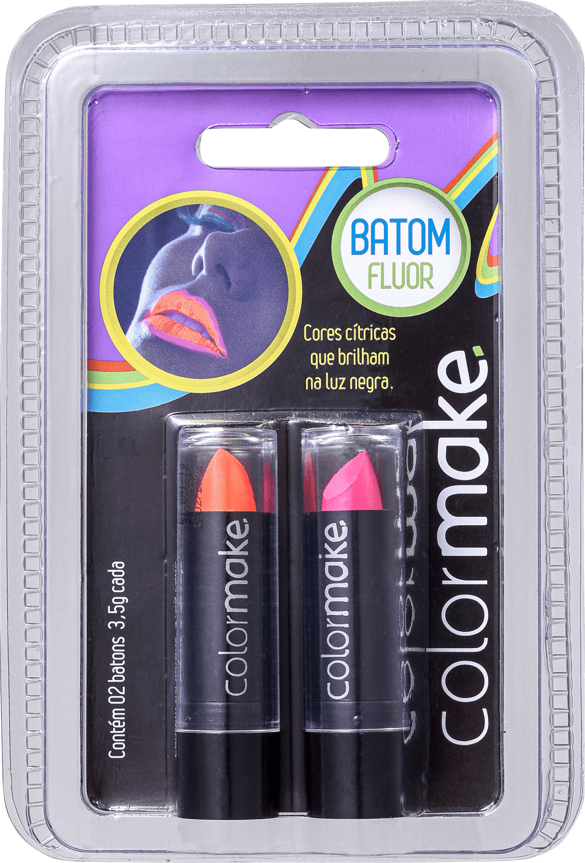 Kit Colormake Batom Fluorescente Laranja e Pink (2 Unidades)
