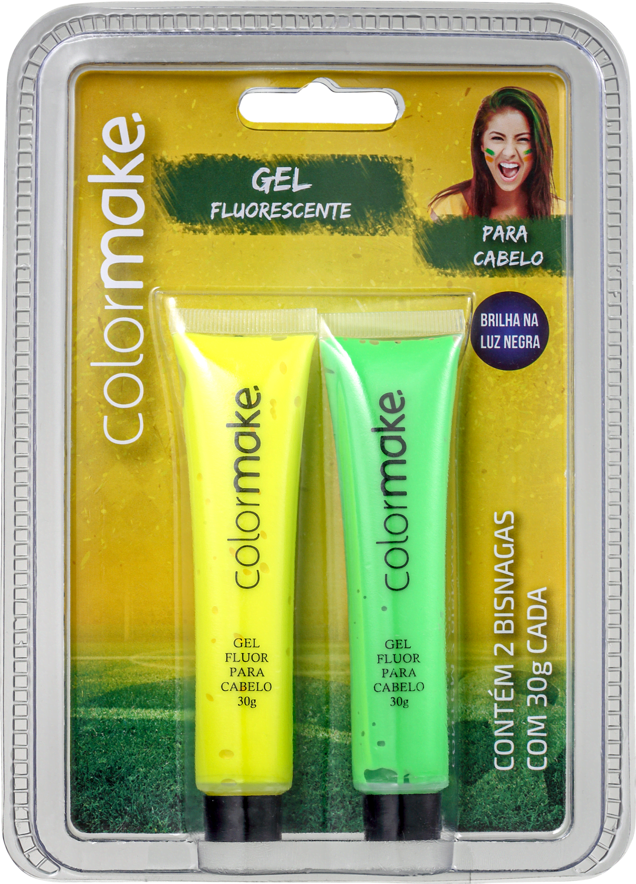 Kit Colormake Gel Fluorescente Verde e Amarelo (2 Unidades)