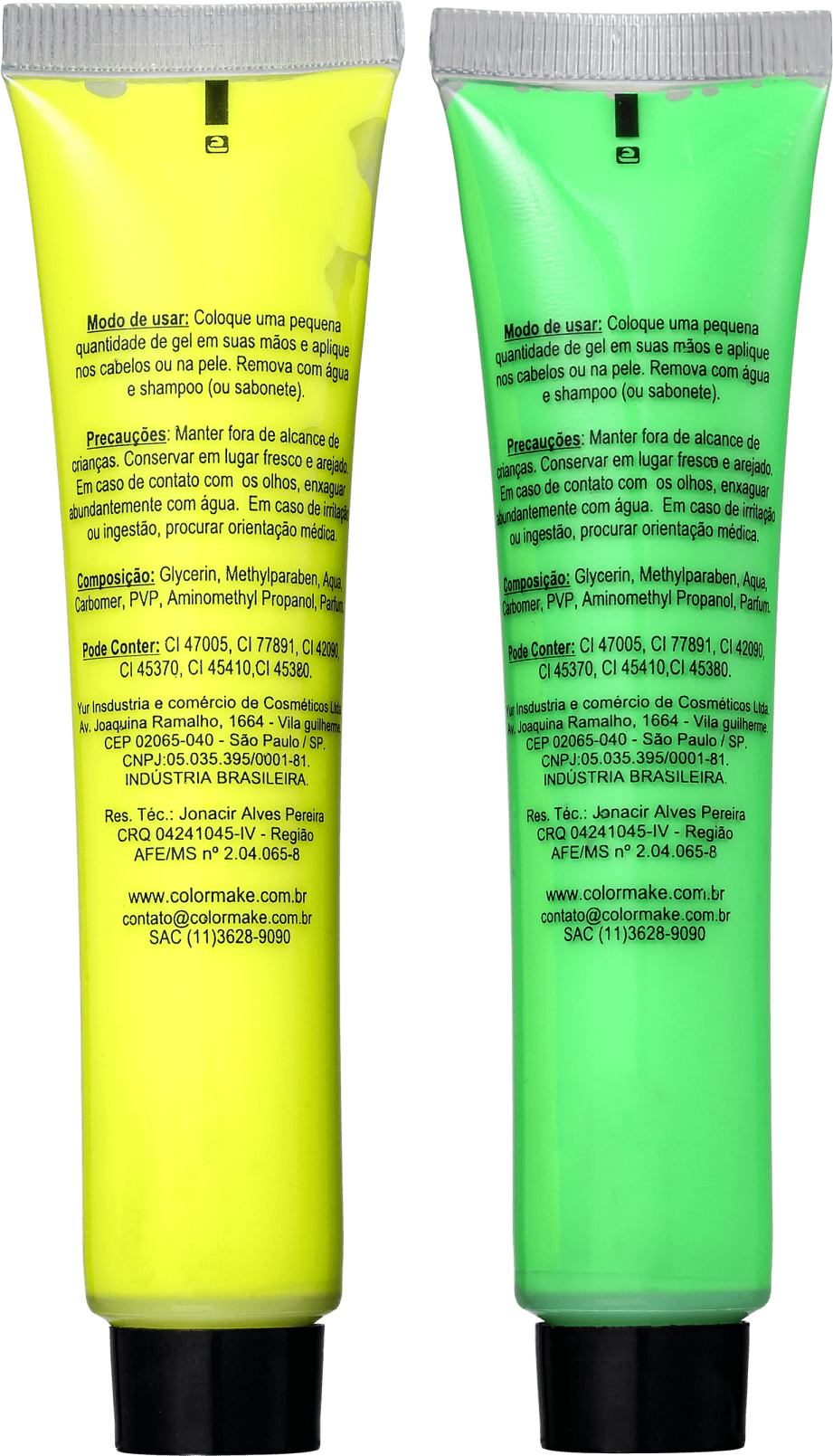 Kit Colormake Gel Fluorescente Verde e Amarelo (2 Unidades)