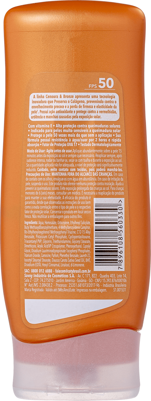 Cenoura & Bronze FPS 50 - Protetor Solar 200ml