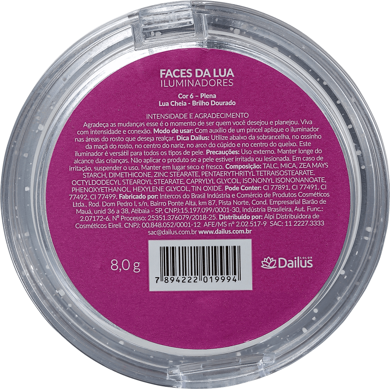 Dailus Faces da Lua 06 Plena Lua Cheia - Pó Iluminador 8g