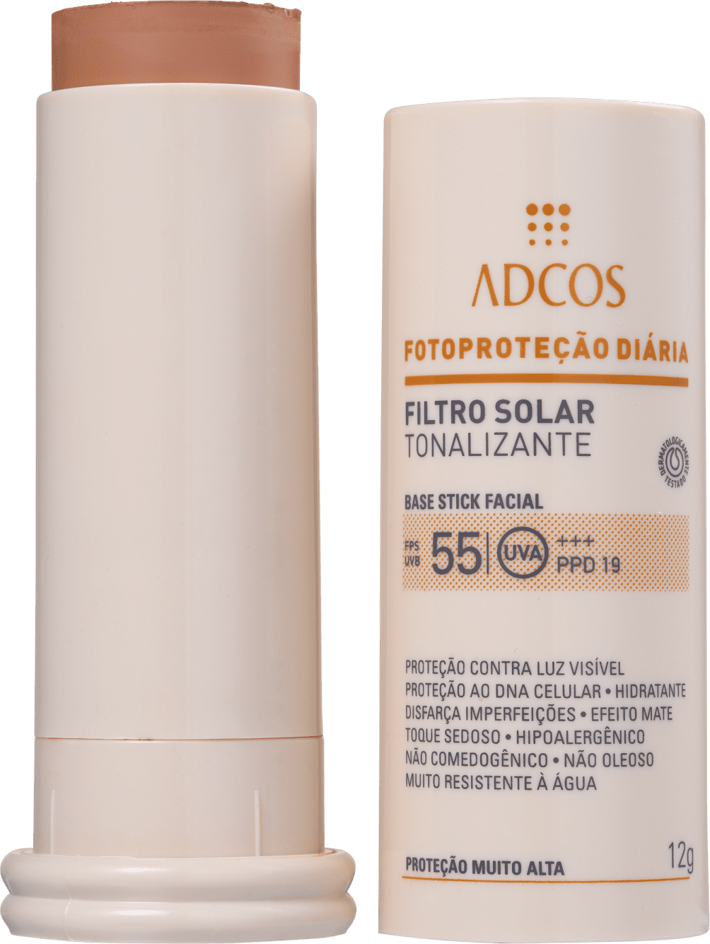 Adcos Fotoproteção Diária Tonalizante Stick FPS 55 Bronze - Protetor Solar com Cor 12g