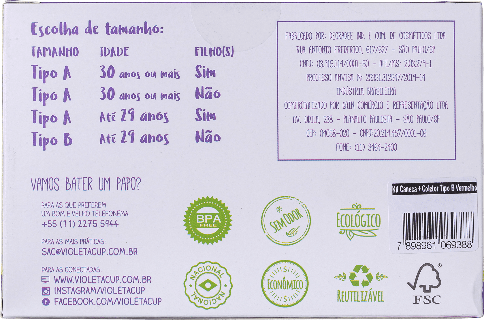 Kit Violeta Cup Tipo B Vermelha (2 Produtos)