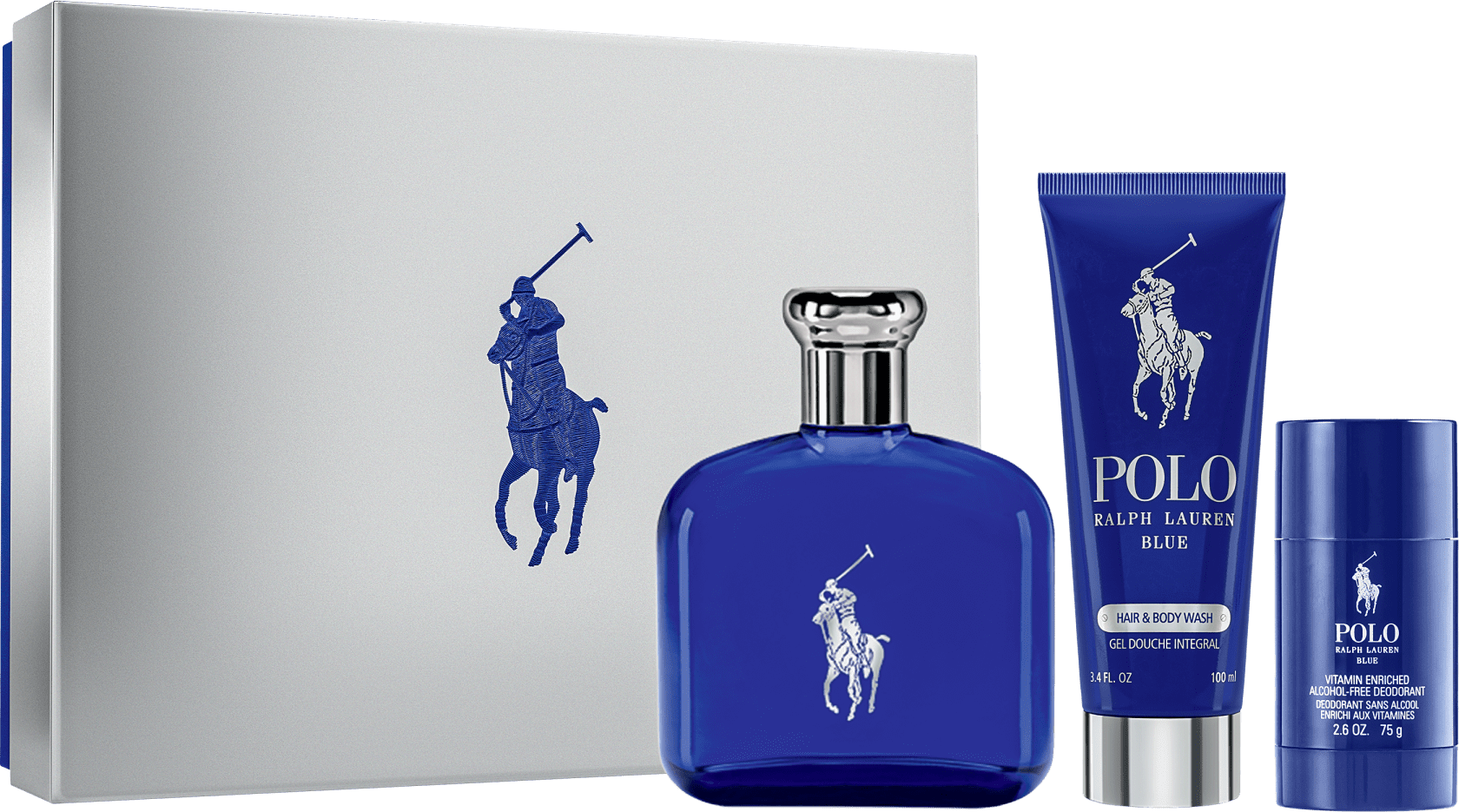Kit Perfume Polo Blue Eau de Toilette 125ml + Shower Gel 100ml + Desodorante  Corporal Ralph Lauren Polo Blue | Beautybox