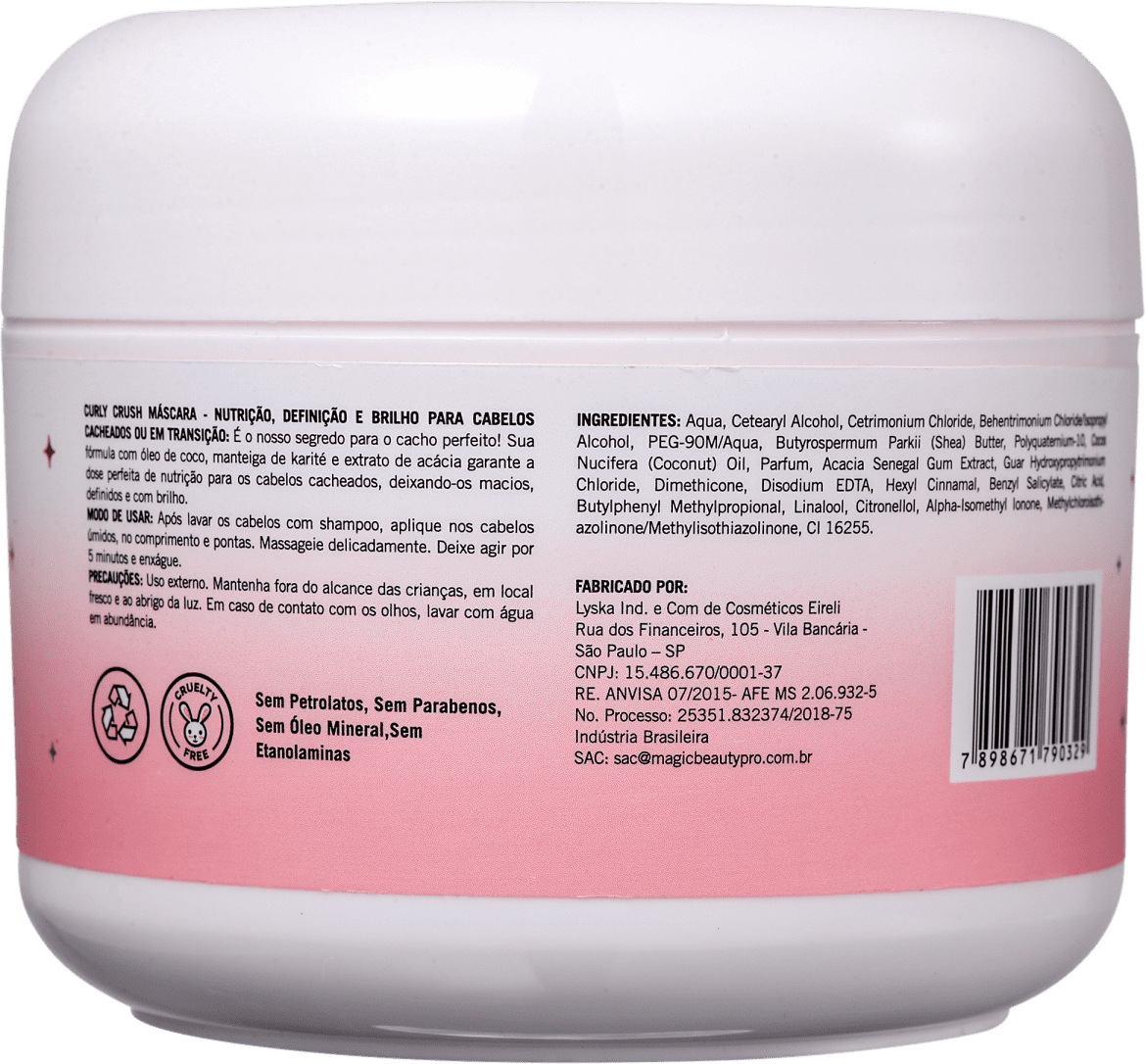 Magic Beauty Curly Crush 3B a 4C - Máscara de Nutrição 500g