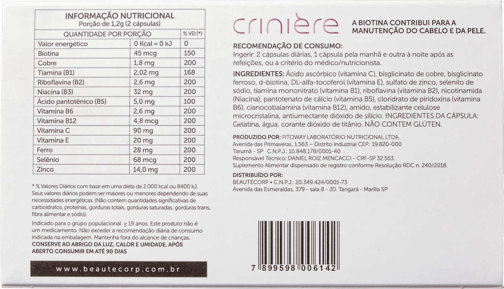 BeautéCorp Crinière - Suplemento Alimentar (60 Cápsulas)