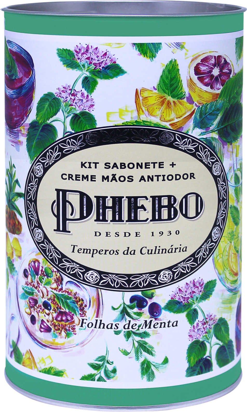 Kit Phebo Temperos da Culinária Folhas de Menta - Sabonete Líquido 250ml + Creme Hidratante para as Mãos 240ml