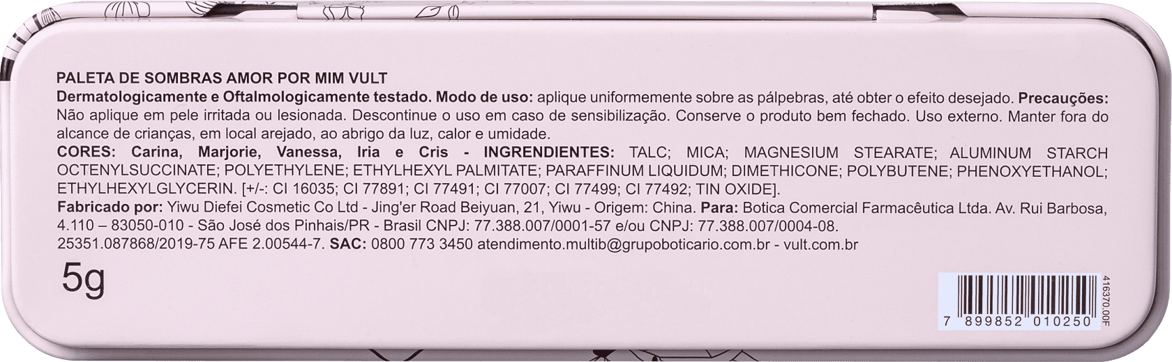 Vult Amor Por Mim - Paleta de Sombras 5g