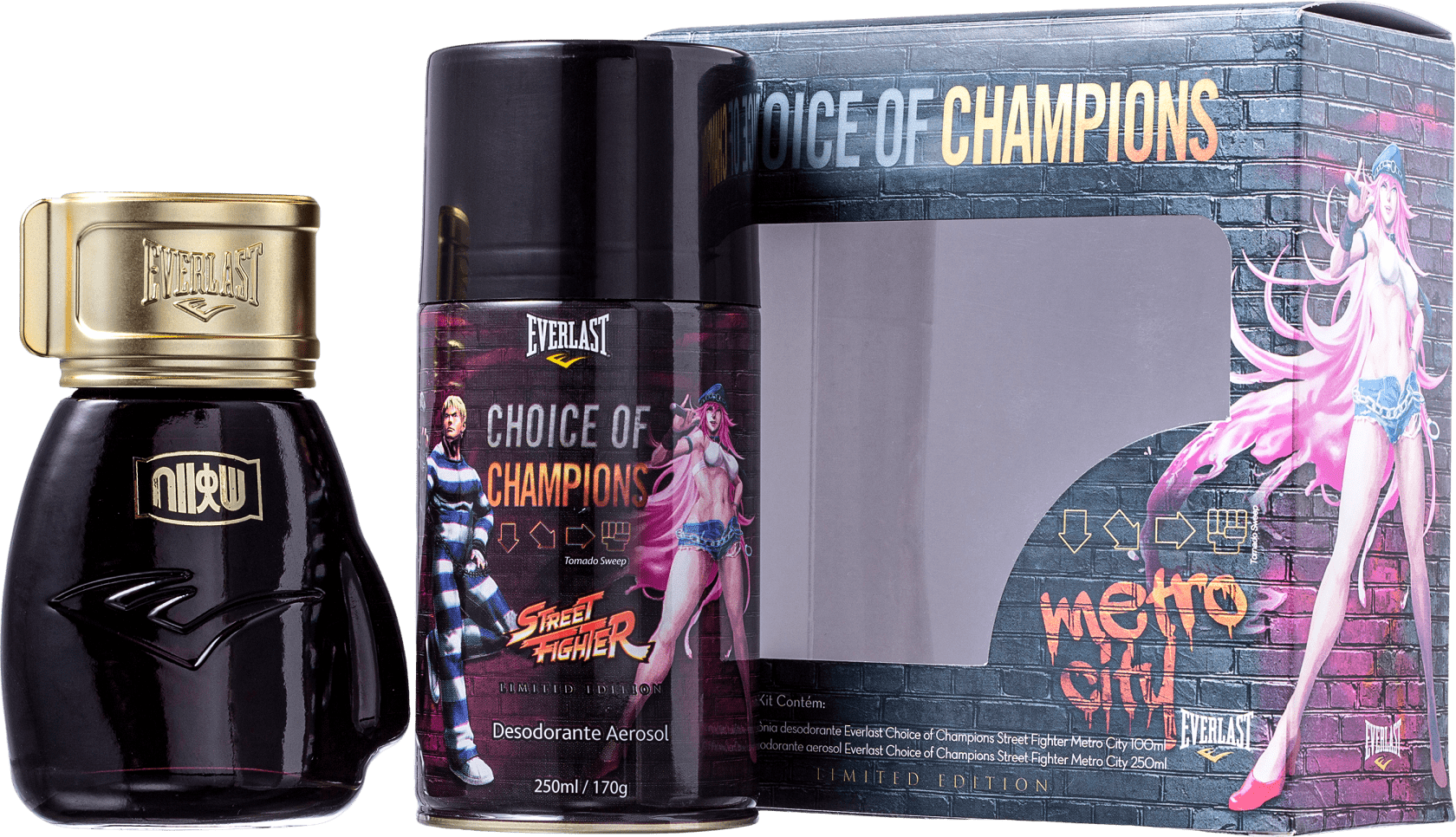 Kit Everlast Choice Of Champions Street Fighter Brasil (Perfume 100 ml +  Desodorante 250 ml)