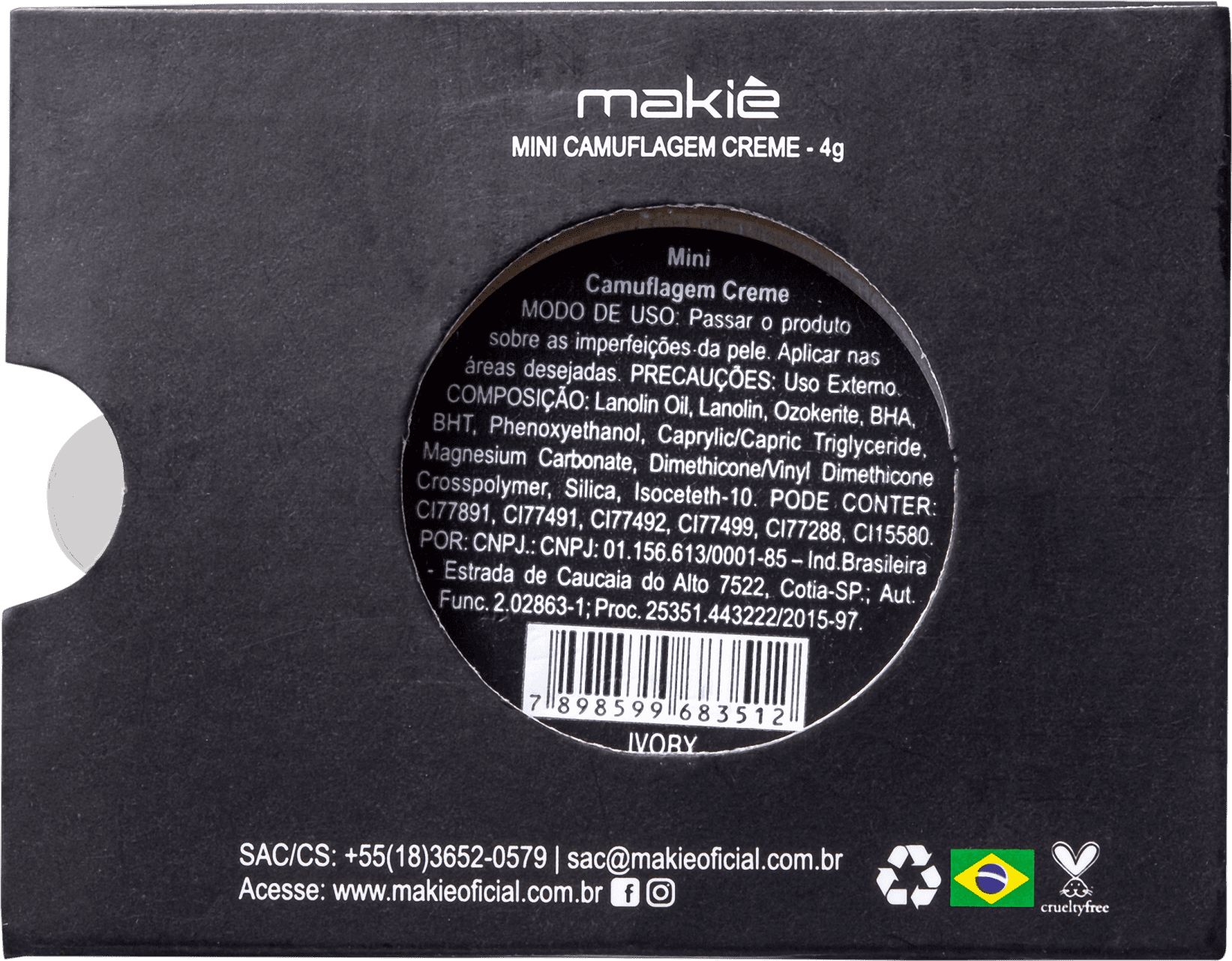 Makiê Mini Camuflagem Creme Ivory - Corretivo 4g