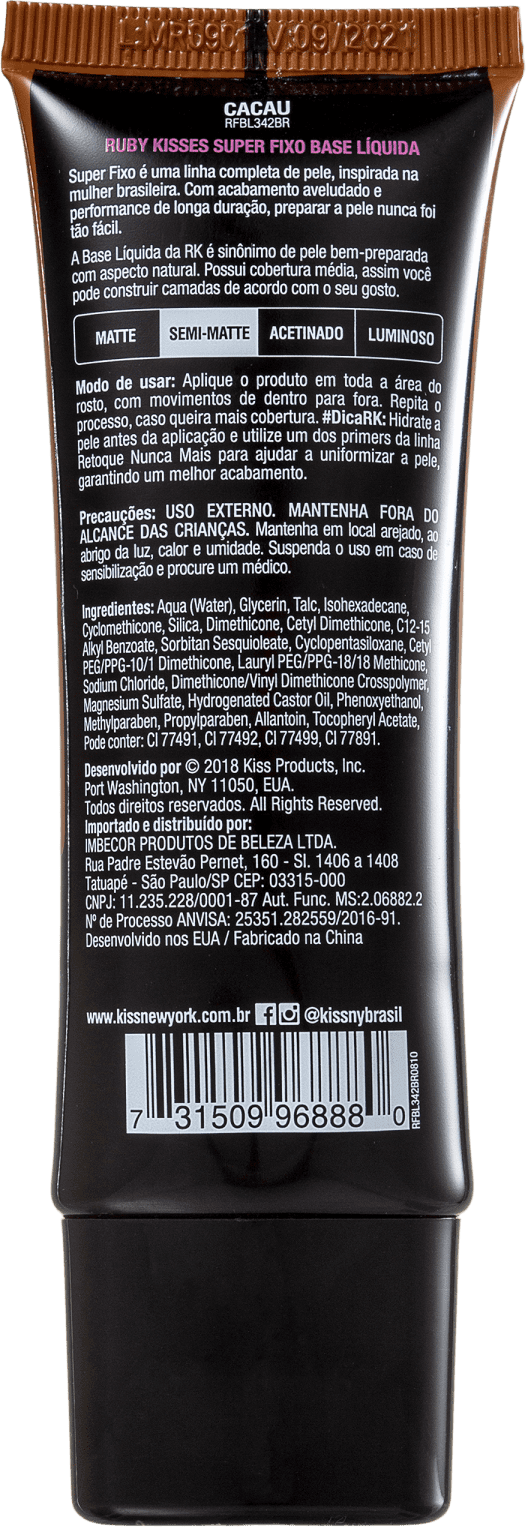 Kiss New York Ruby Kisses Super Fixo Cacau - Base Líquida 28ml