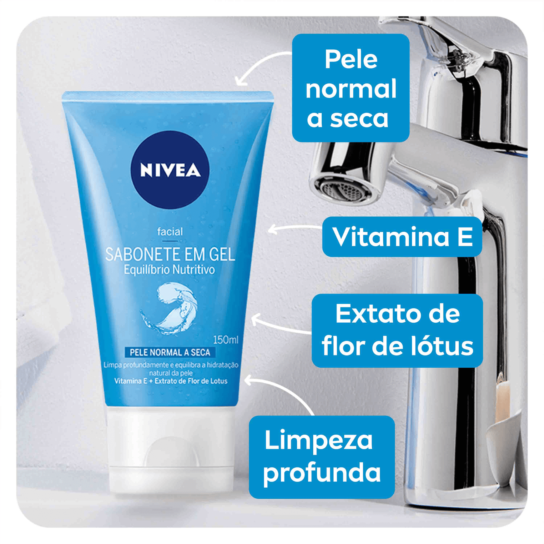 Gel de Limpeza NIVEA Equilíbrio Protetor Beleza na 