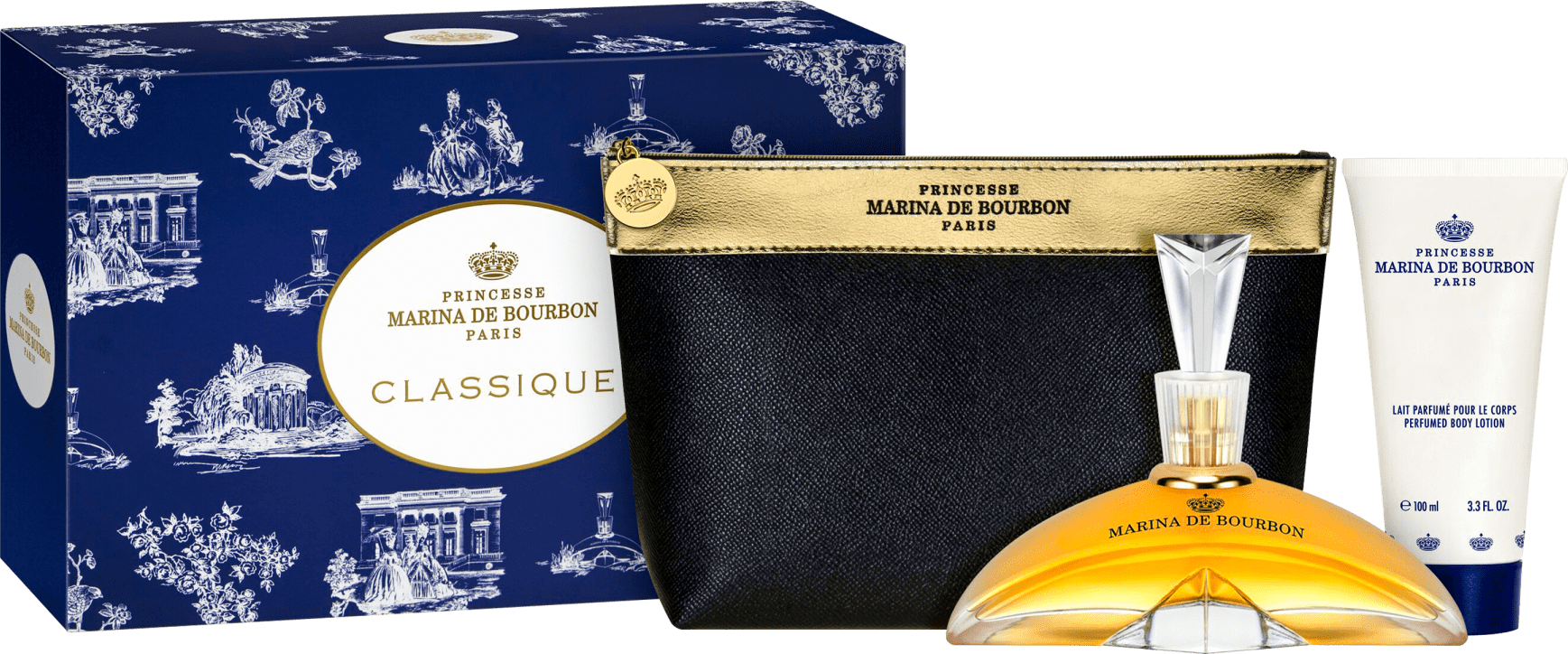 Conjunto Classique Marina de Bourbon Feminino - Eau de Parfum 100ml + Loção Corporal 150ml + Nécessaire