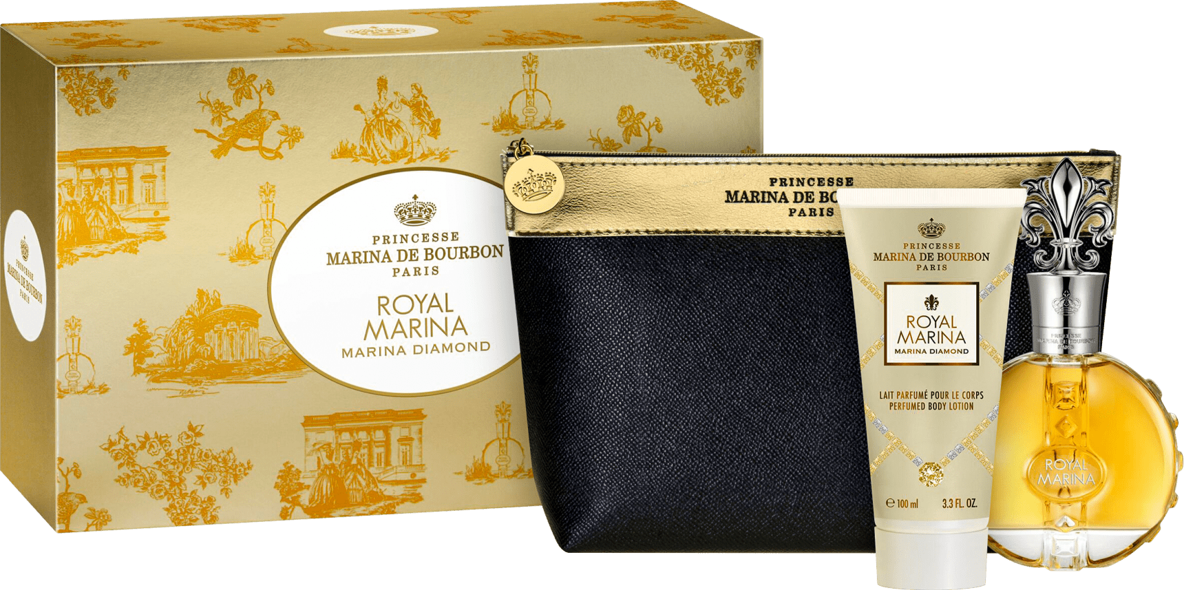 Conjunto Royal Marina Diamond Marina de Bourbon Feminino - Eau de Parfum 100ml + Loção Corporal 150ml + Nécessaire