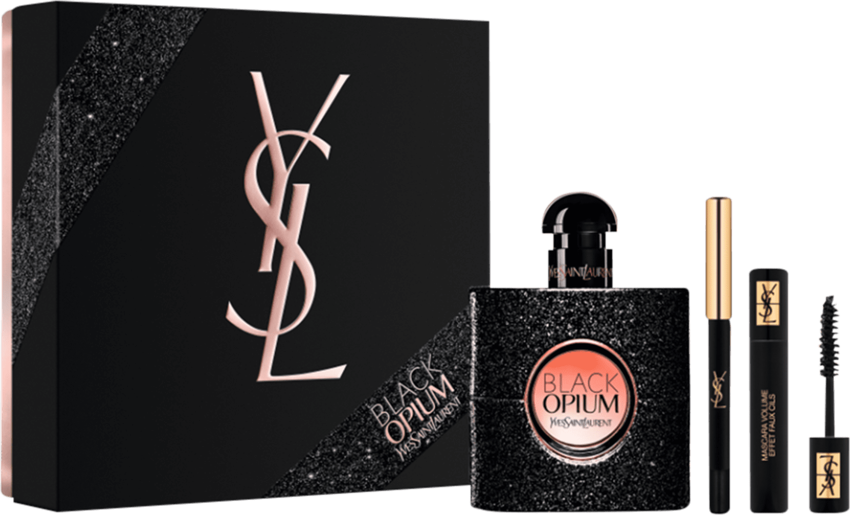 Kit Yves Saint Laurent Black Opium Feminino - Eau de Parfum 50ml + Lápis de Olho + Máscara para Cílios