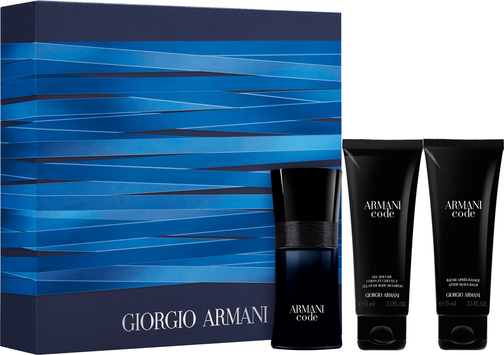 Kit Armani Code Giogio Armani Masculino Eau de Toilette 50ml + Gel de Banho 75ml + Pós-Barba 75ml