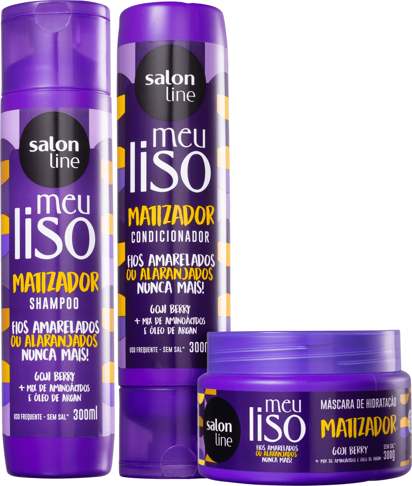 Kit Salon Line Meu Liso Matizador Trio Beleza na 